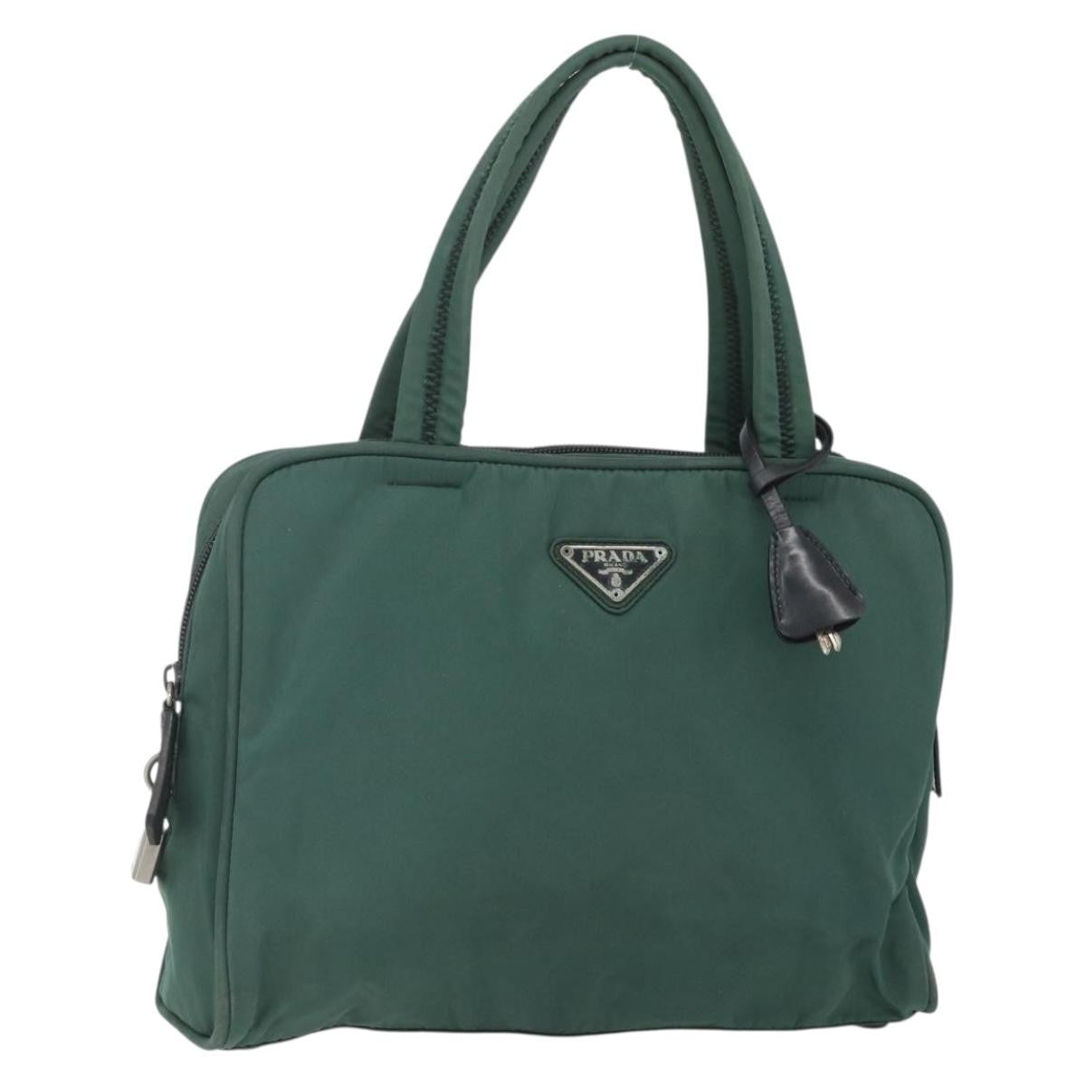 Prada PRADA Hand Bag Nylon Green Silver Authentic 154193