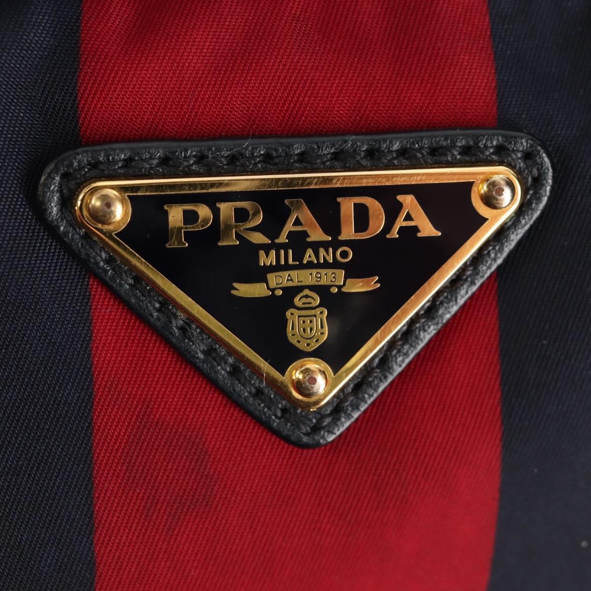 Prada PRADA Tote Bag Nylon 2way Red Navy gold Authentic 158700