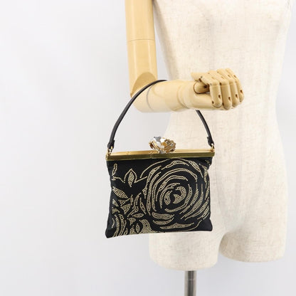 Valentino VALENTINO Hand Bag Satin Brown Gold Authentic bs30808