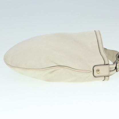Gucci GUCCI Horsebit Shoulder Bag Leather Beige Gold 170013 Authentic ep5698