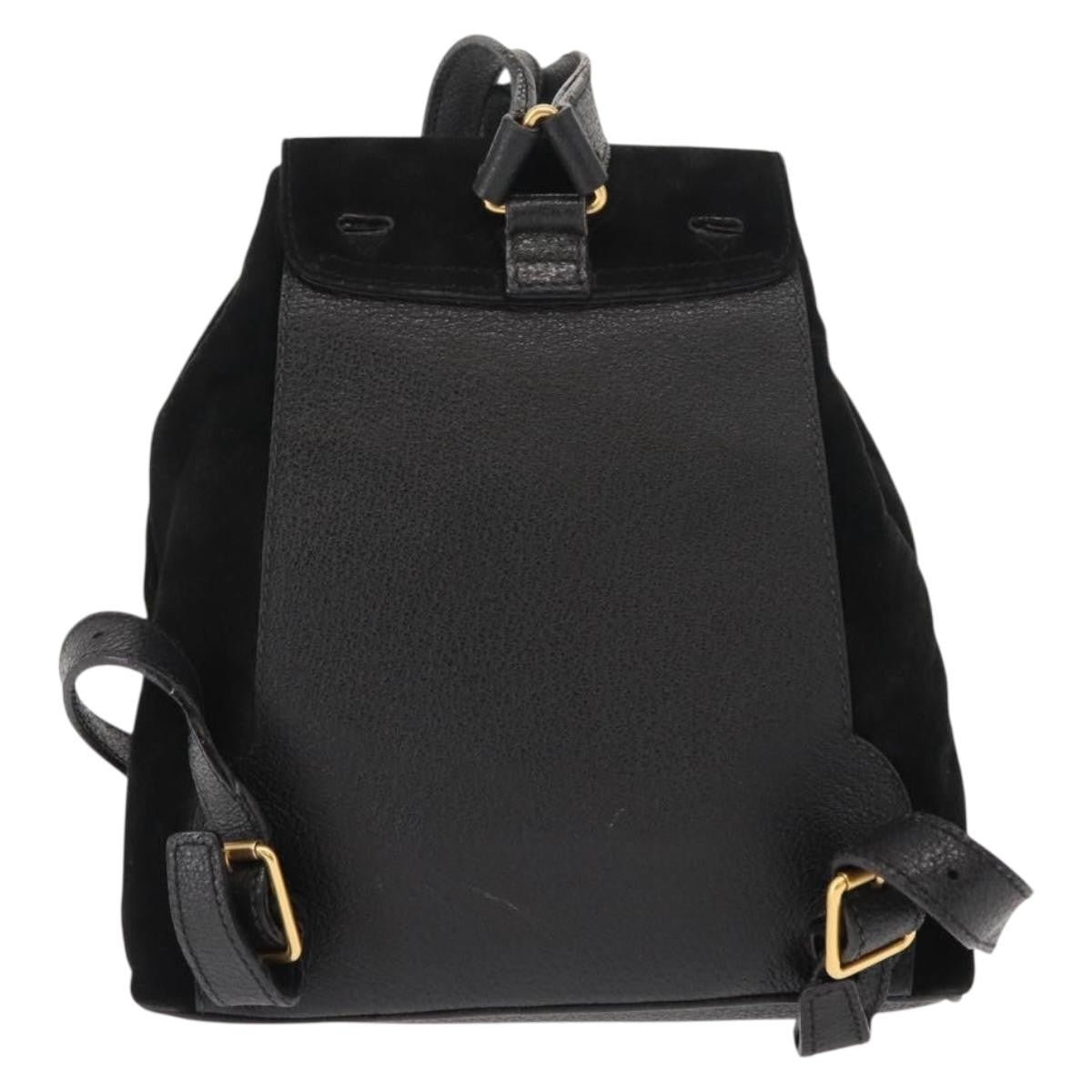 Gucci GUCCI Bamboo Backpack Suede Black Gold 003 58 0030 Authentic ep11366 Bag