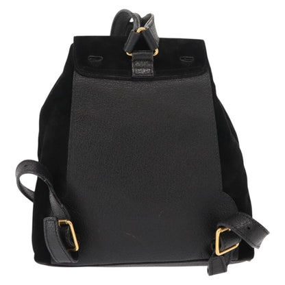 Gucci GUCCI Bamboo Backpack Suede Black Gold 003 58 0030 Authentic ep11366 Bag