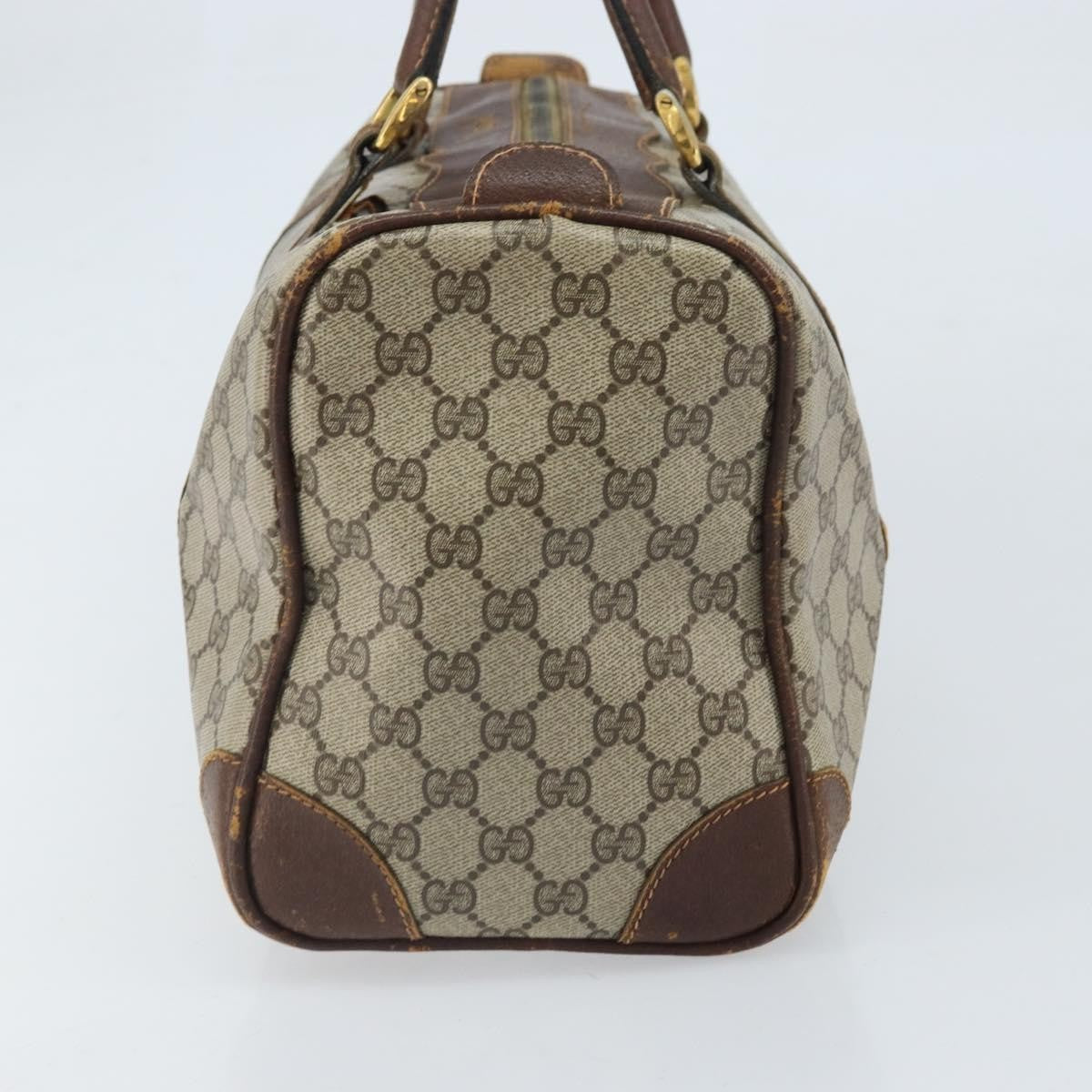 Gucci GUCCI GG Supreme Hand Bag PVC Beige Gold Authentic ka2314