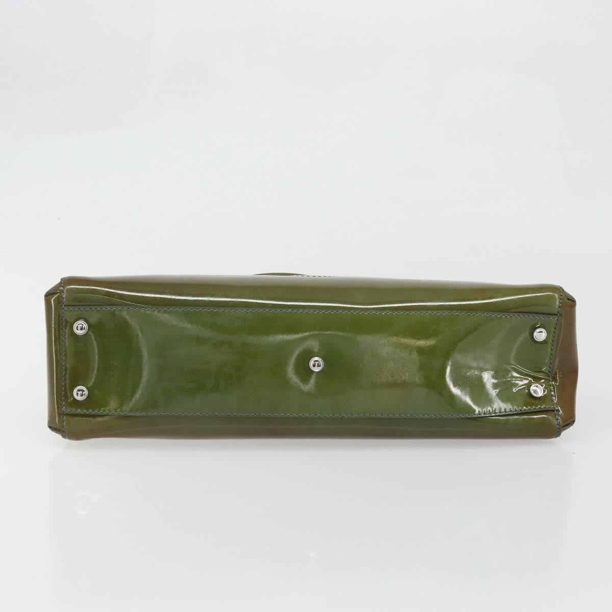 Cartier CARTIER Marcello Hand Bag Patent leather Green Silver Authentic bs34215