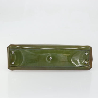 Cartier CARTIER Marcello Hand Bag Patent leather Green Silver Authentic bs34215