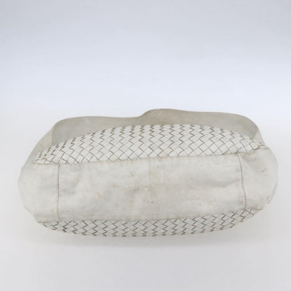 BOTTEGAVENETA BOTTEGAVENETA BOTTEGA VENETA INTRECCIATO Shoulder Bag Leather White Silver Authentic bs30958