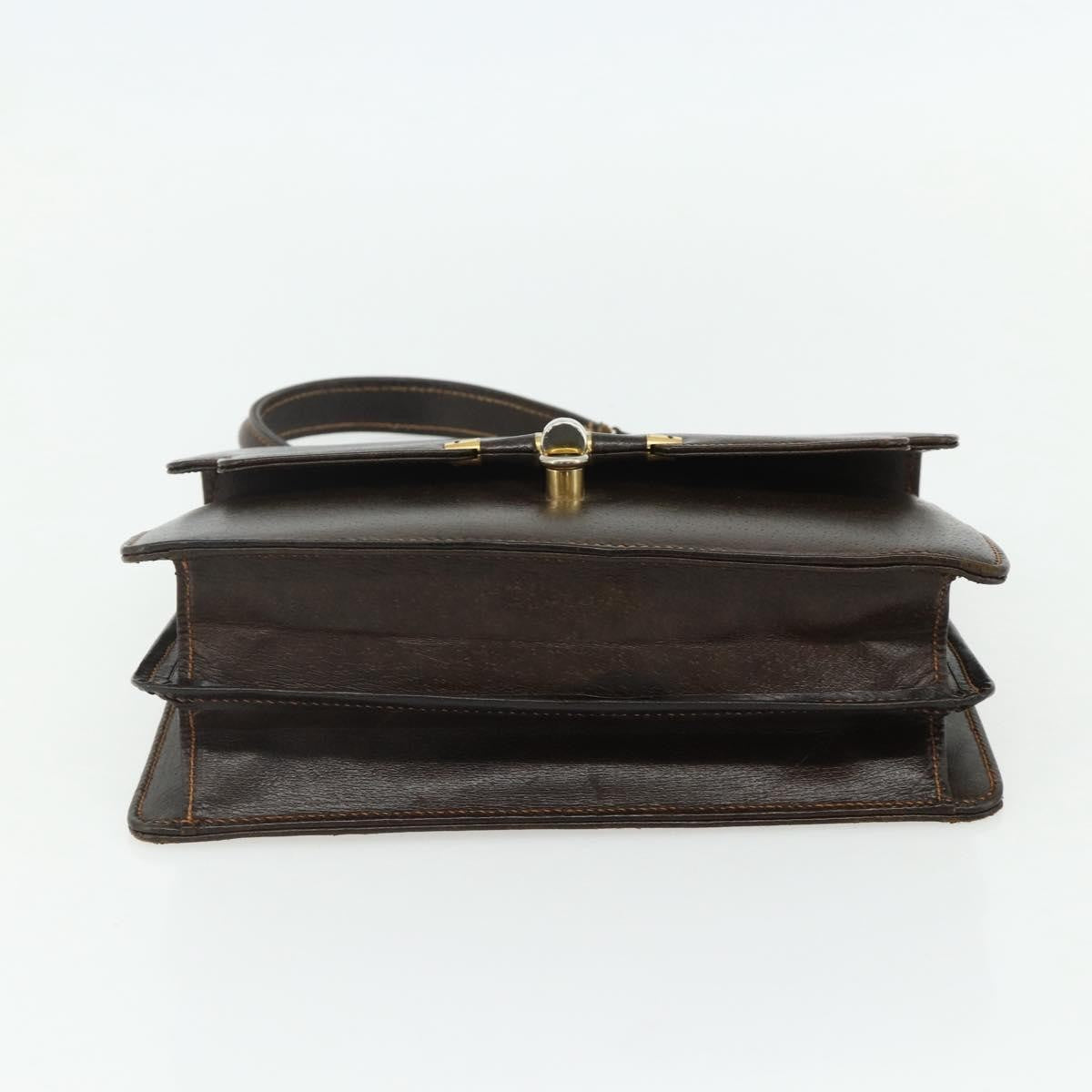 Gucci GUCCI Hand Bag Leather Brown Gold Authentic ep14250