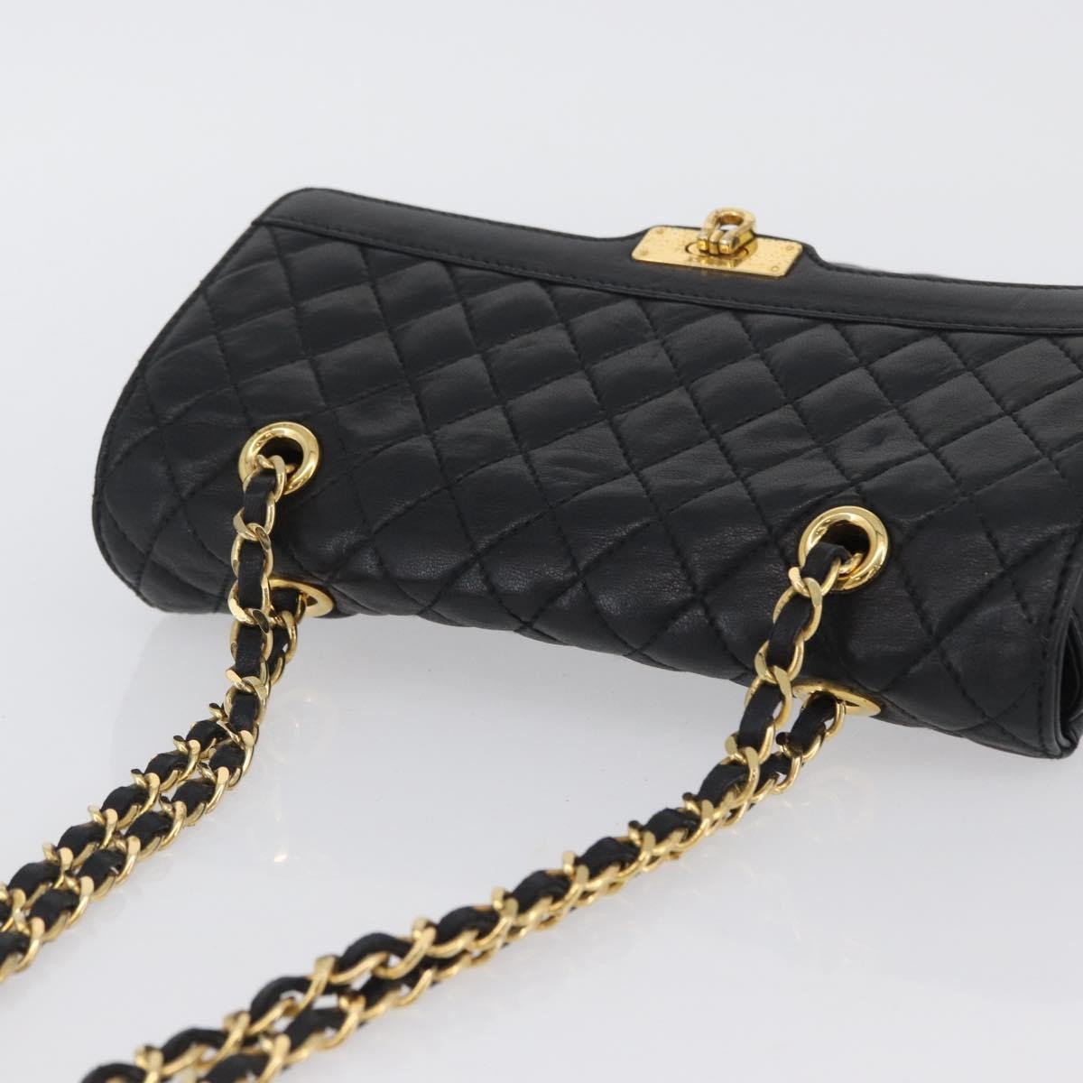 BALLY BALLY Chain Shoulder Bag Leather Black Gold Authentic BA10906