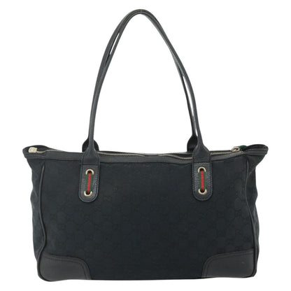 Gucci GUCCI GG Canvas Web Sherry Line Hand Bag Black Gold Red 177052 Authentic mr2358