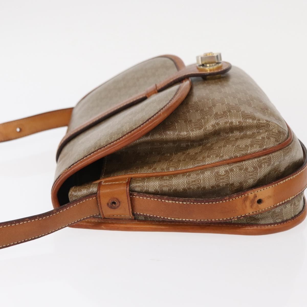 Celine CELINE Macadam Canvas Shoulder Bag PVC Beige Gold Authentic ka119
