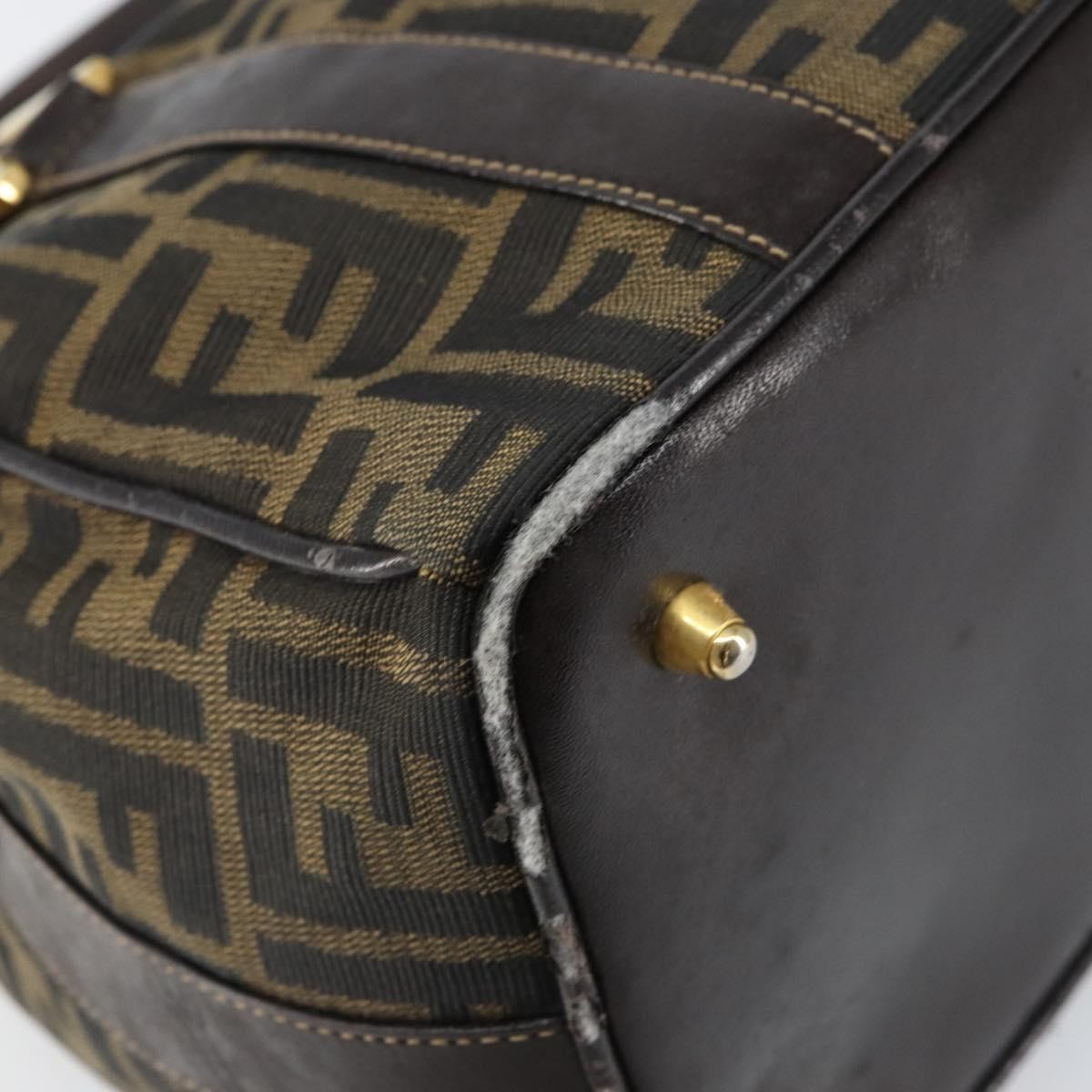 Fendi FENDI Zucca Canvas Hand Bag Black Brown gold Authentic 155701