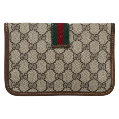 Gucci GUCCI GG Supreme Web Sherry Line Clutch Bag PVC Beige Authentic 174212