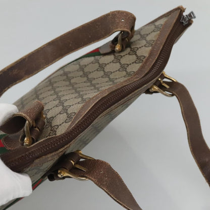 Gucci GUCCI GG Supreme Web Sherry Line Hand Bag PVC Beige Gold Authentic ar13384