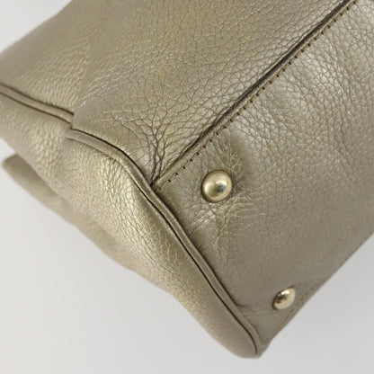 Gucci GUCCI Bamboo Hand Bag Leather 2way Beige Gold 323660 Authentic ka1163