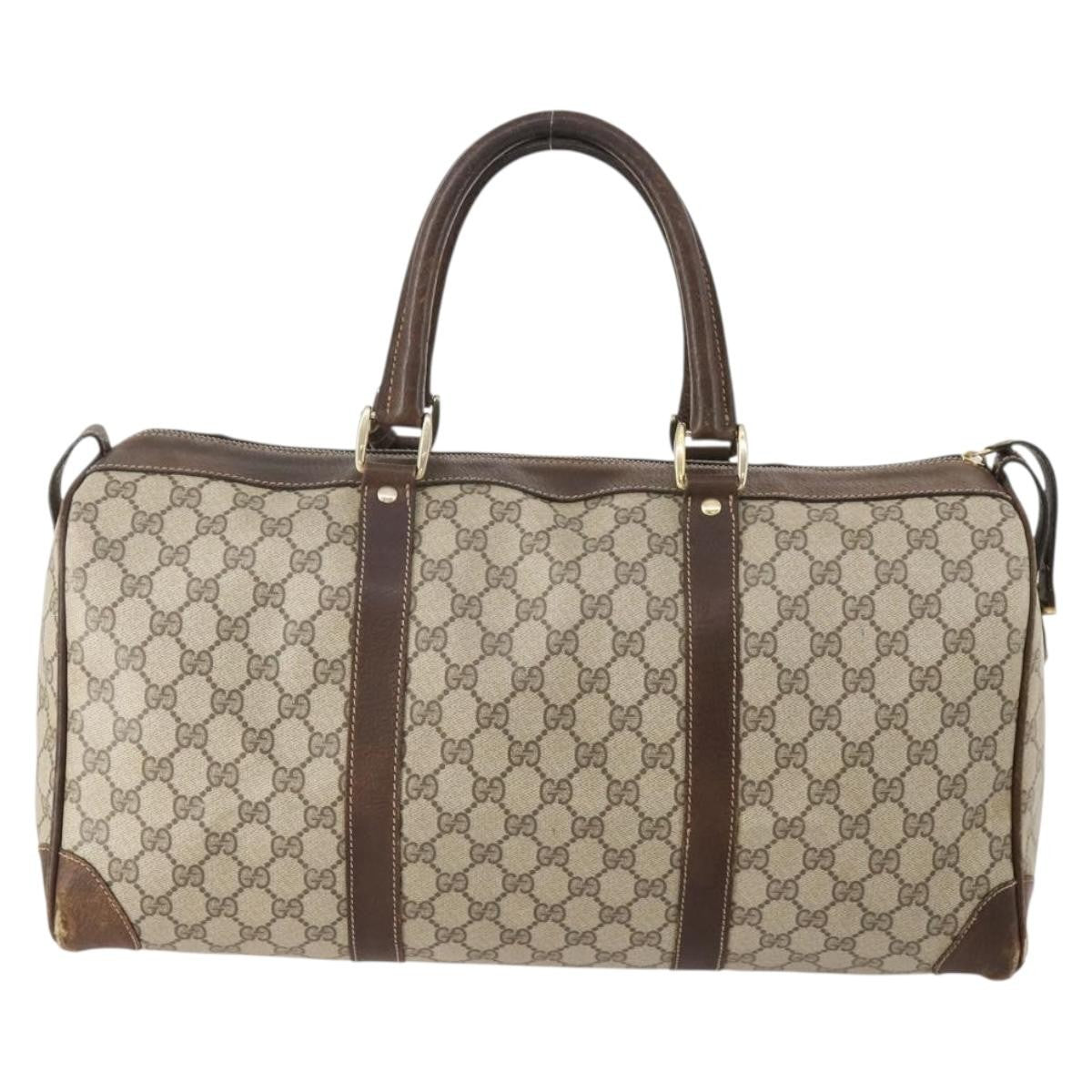 Gucci GUCCI GG Supreme Boston Bag PVC Beige Gold Authentic 175449