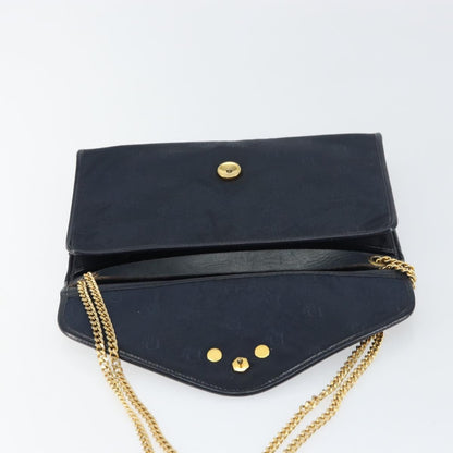 Dior Christian Dior Chain Shoulder Bag Canvas Navy Gold Authentic ti3507