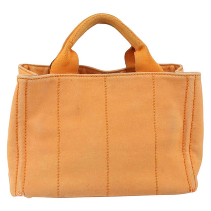 Prada PRADA Canapa PM Hand Bag Canvas Orange Gold Authentic 164219