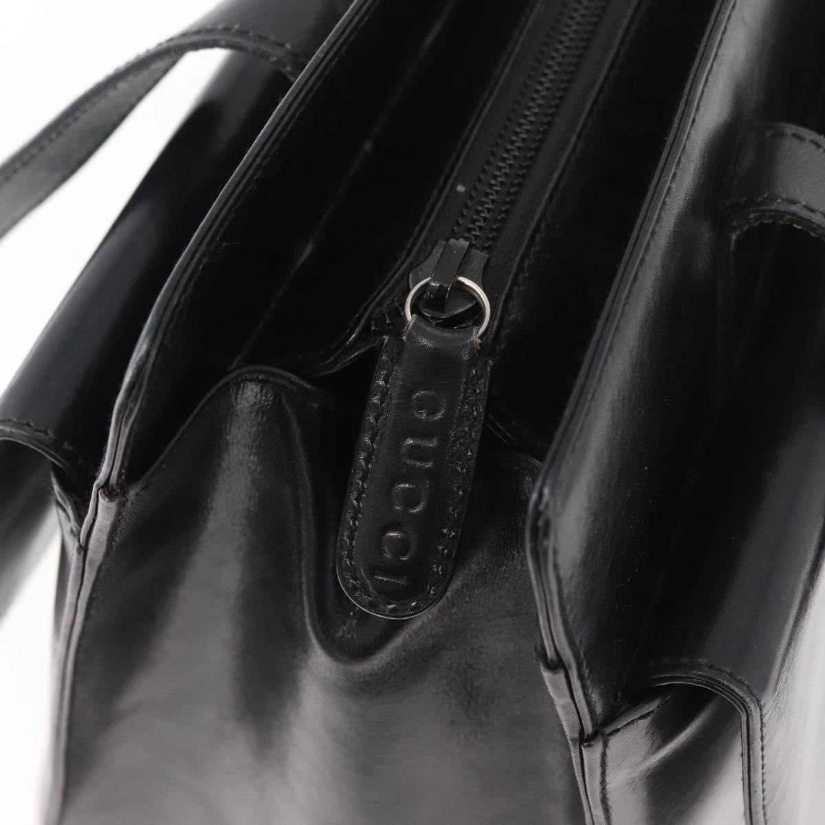 Gucci GUCCI Tote Bag Leather Black Silver Authentic 175365