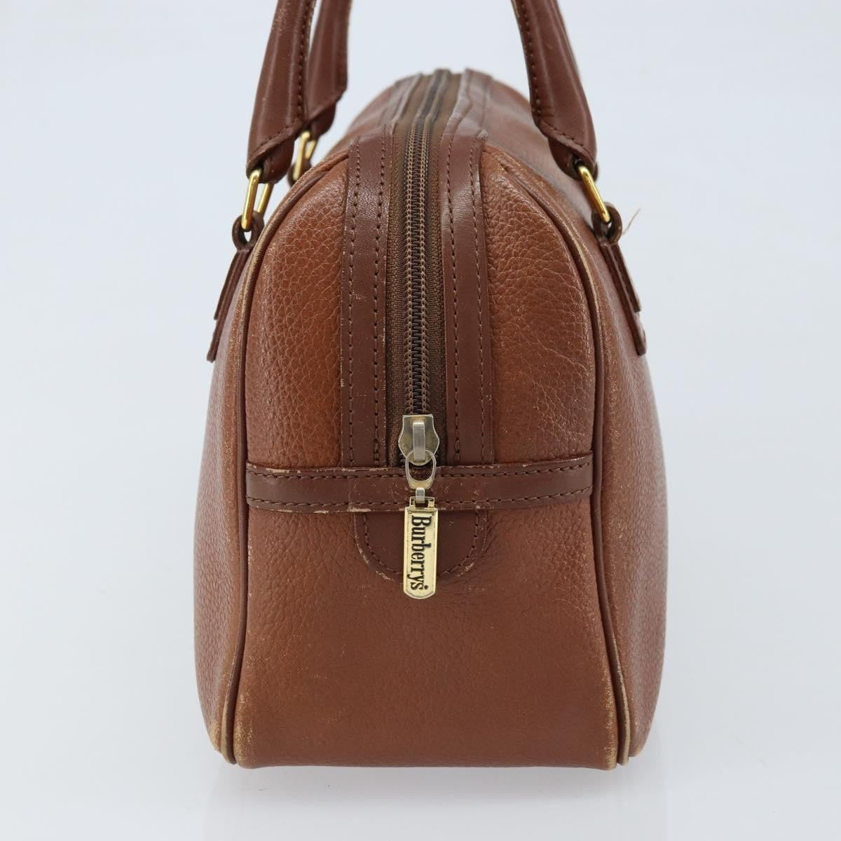 Burberrys Burberrys Hand Bag Leather Brown Gold Authentic ka3026