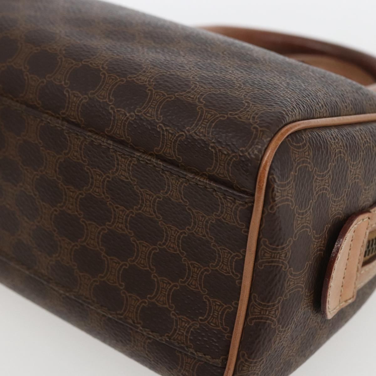 Celine CELINE Macadam Canvas Mini Hand Bag PVC Leather Brown Gold Authentic mr1952