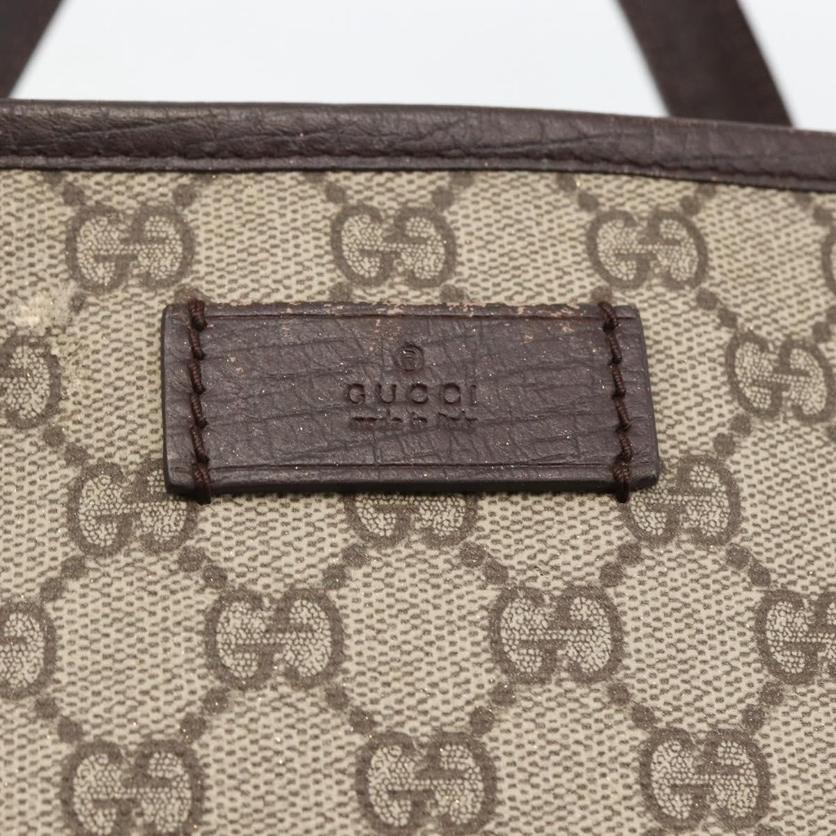 Gucci GUCCI GG Supreme Hand Bag PVC Beige Silver 181086 Authentic ARZ575