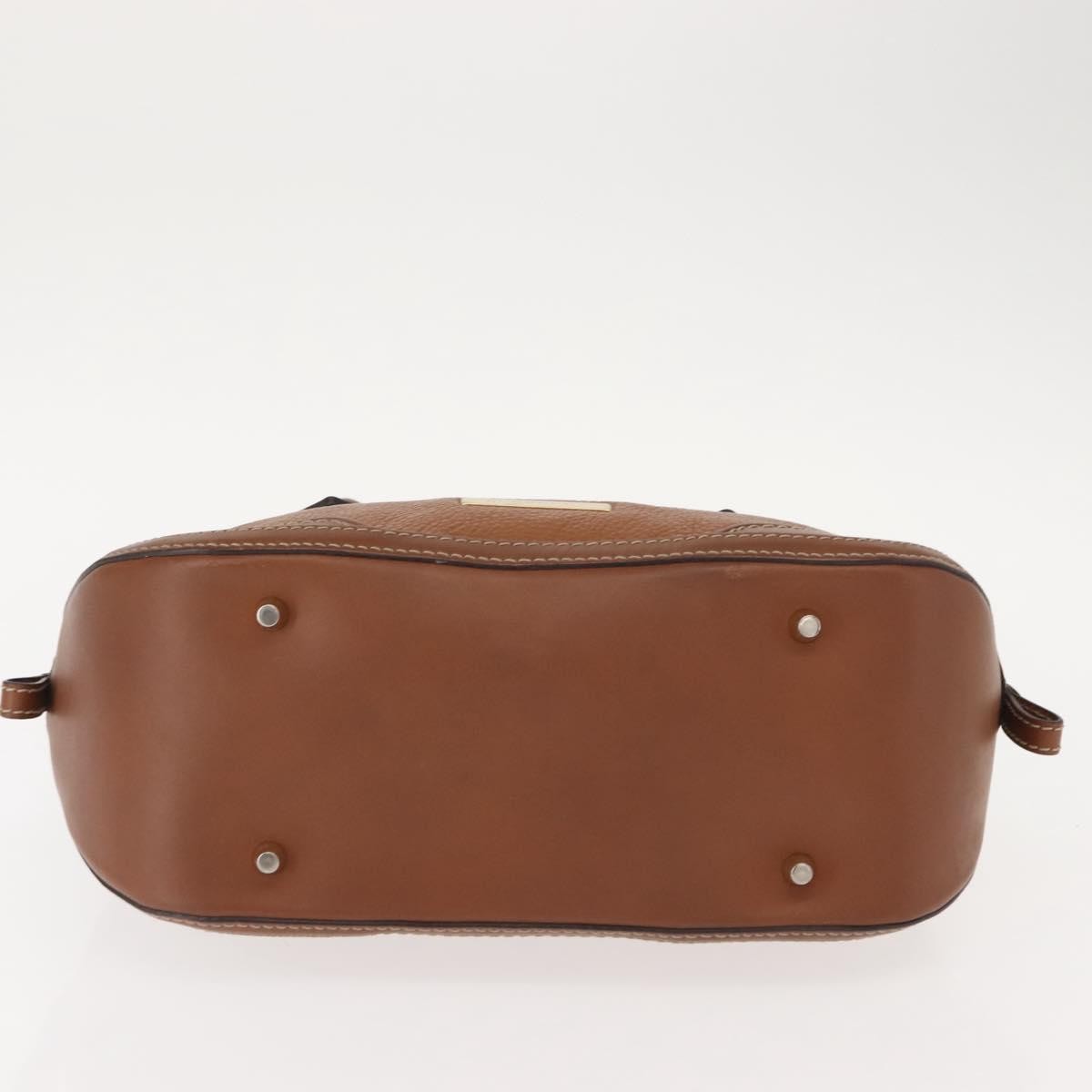 Burberry BURBERRY Hand Bag Leather Brown Gold Authentic ep11577