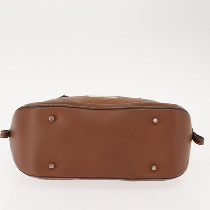 Burberry BURBERRY Hand Bag Leather Brown Gold Authentic ep11577