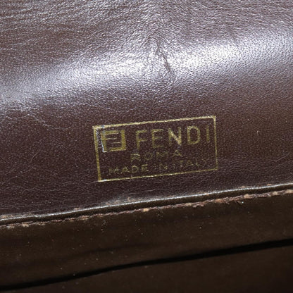 Fendi FENDI Zucca Canvas Shoulder Bag Black Brown Authentic 150285