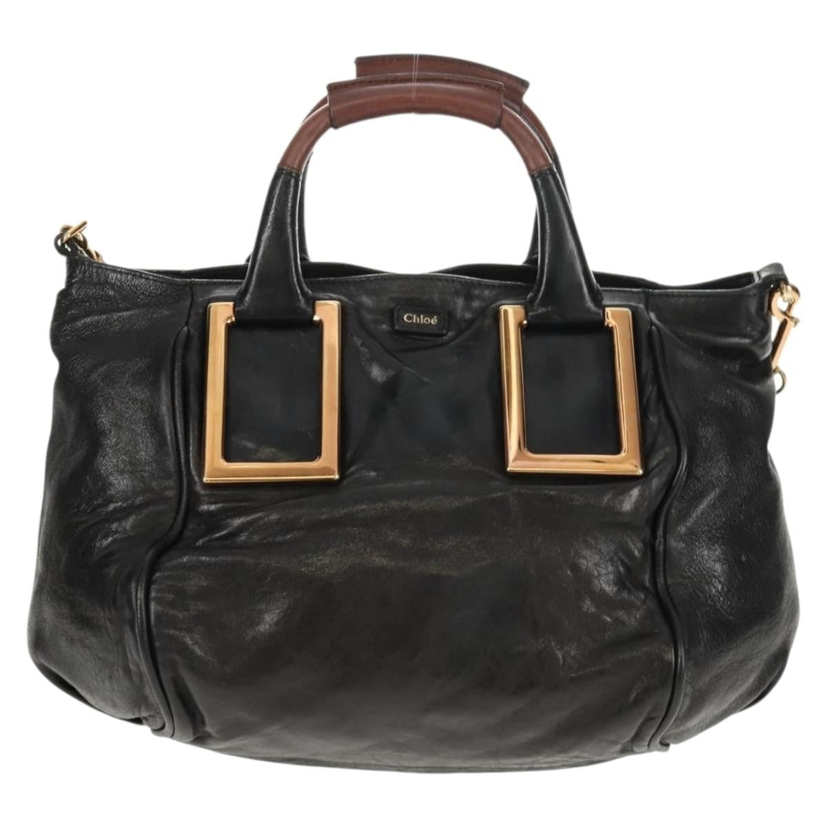 Chloé Chloé Chloe Etel Hand Bag Leather 2way Black Authentic BA6838