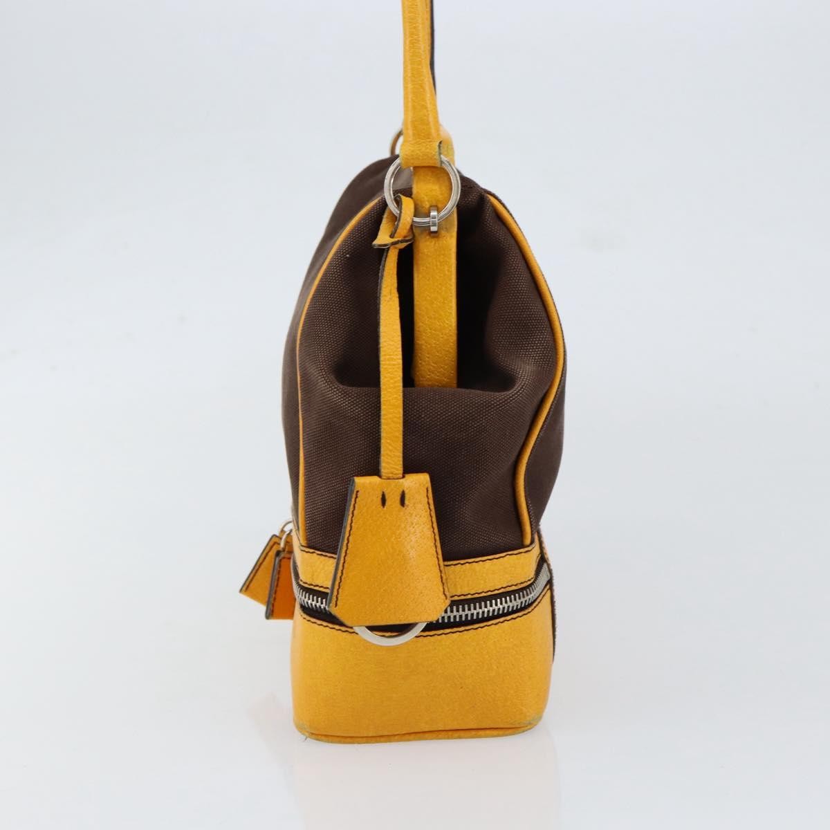 Prada PRADA Hand Bag Canvas Yellow Brown Authentic 154533