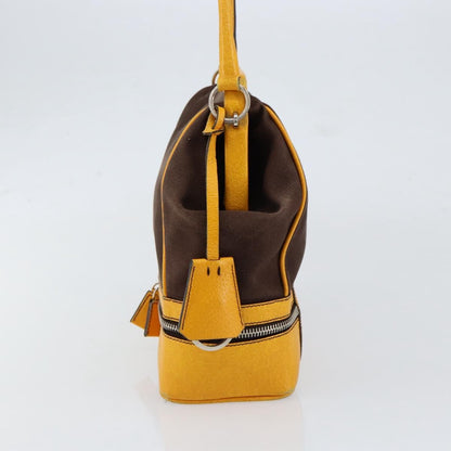 Prada PRADA Hand Bag Canvas Yellow Brown Authentic 154533