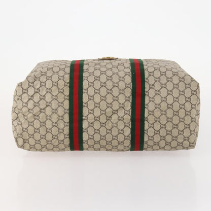 Gucci GUCCI GG Plus Supreme Web Sherry Line Boston Bag PVC Beige Authentic 173664