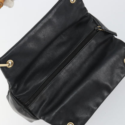 Gucci GUCCI Bamboo Hand Bag Leather Black Gold 000 2865 0575 Authentic 143348