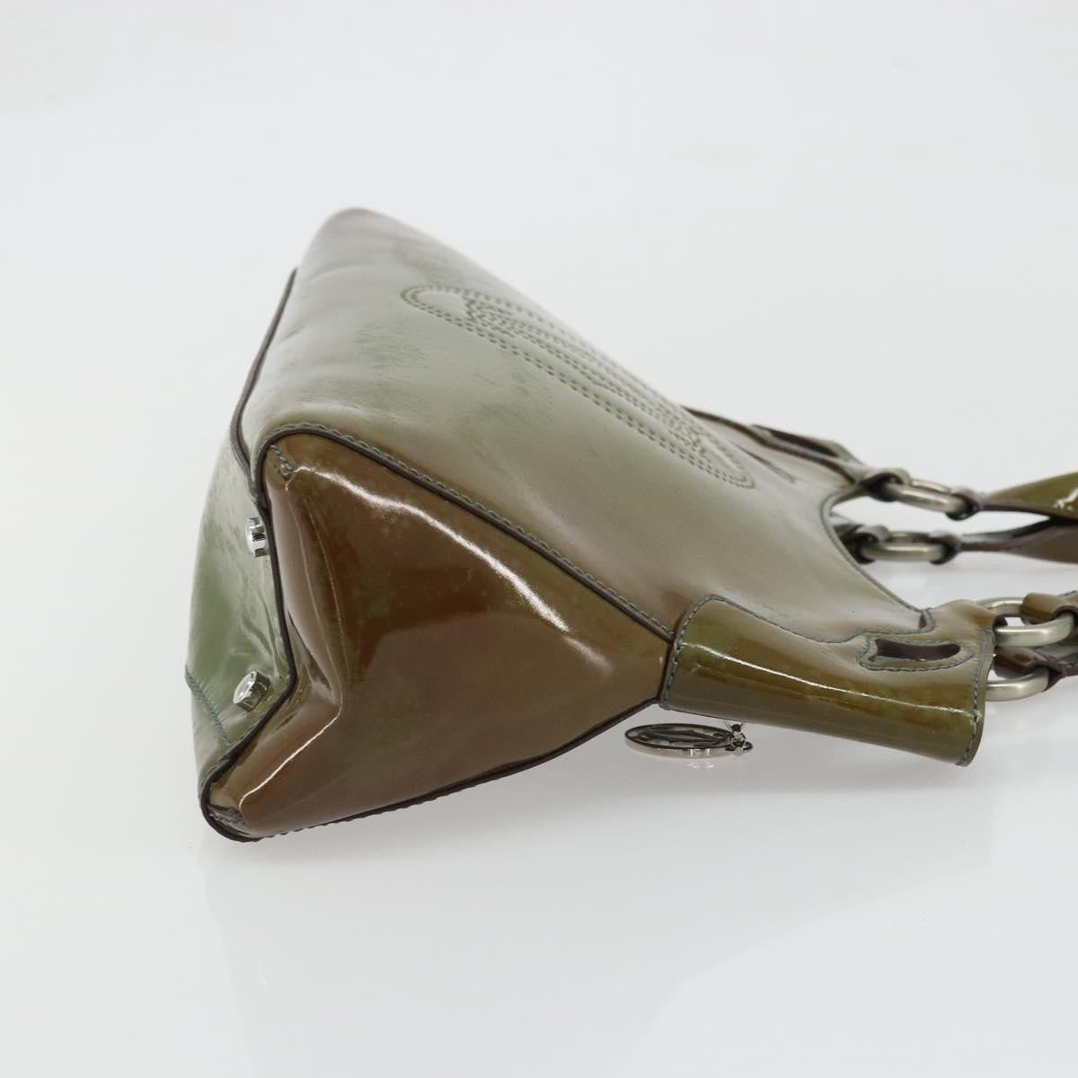 Cartier CARTIER Marcello Hand Bag Patent leather Green Silver Authentic bs34215