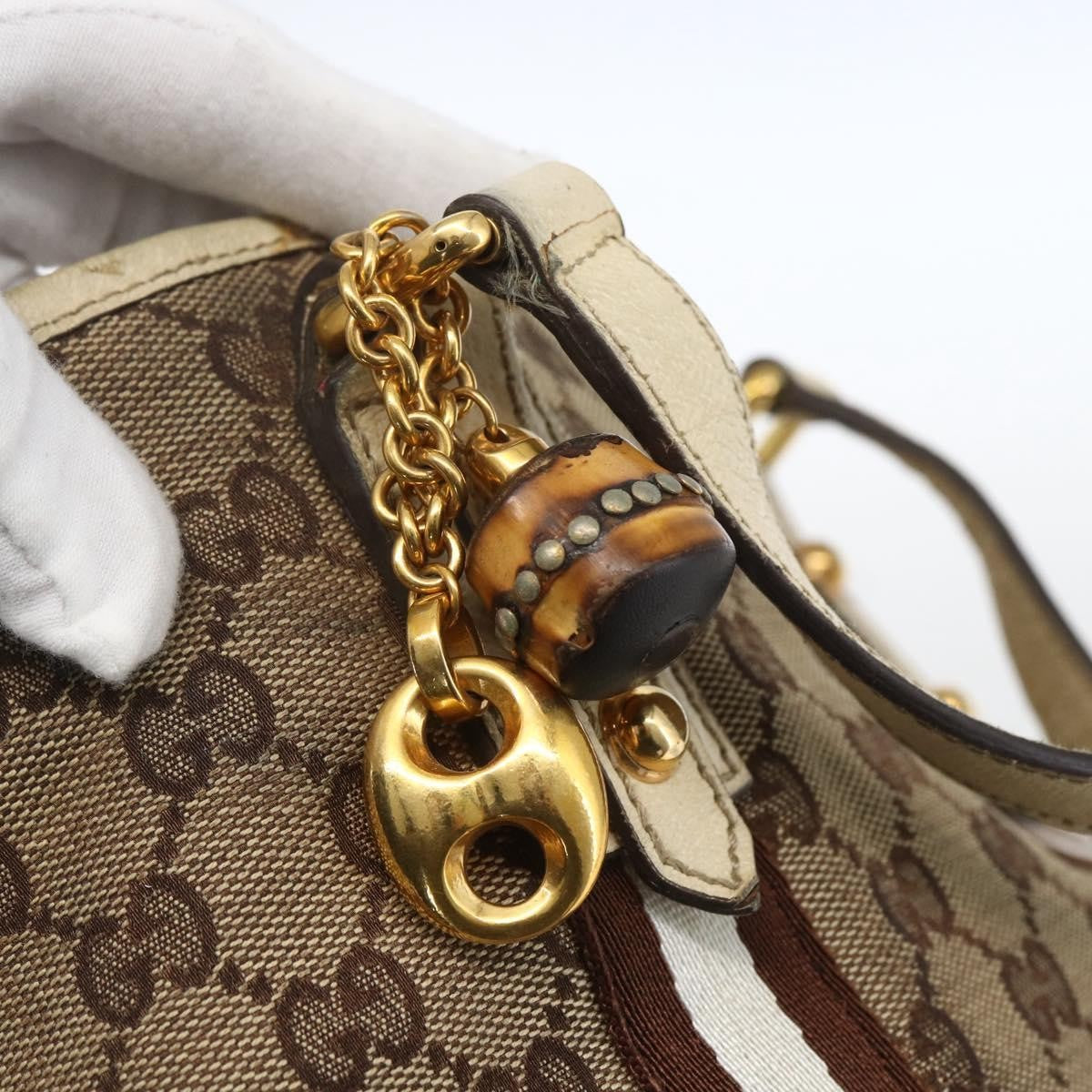 Gucci GUCCI GG Canvas Bamboo Hand Bag Beige Gold 137396 Authentic 164794