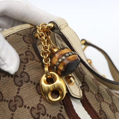 Gucci GUCCI GG Canvas Bamboo Hand Bag Beige Gold 137396 Authentic 164794