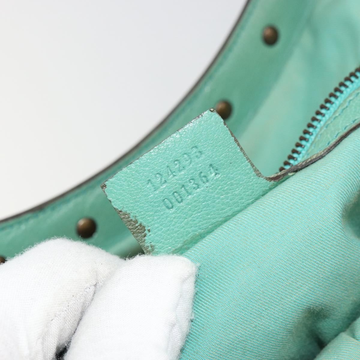 Gucci GUCCI Bamboo Shoulder Bag Leather Green Gold 124293 Authentic 180305A