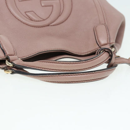 Gucci GUCCI Soho Hand Bag Leather 2way Gold Pink 336751 Authentic am6760