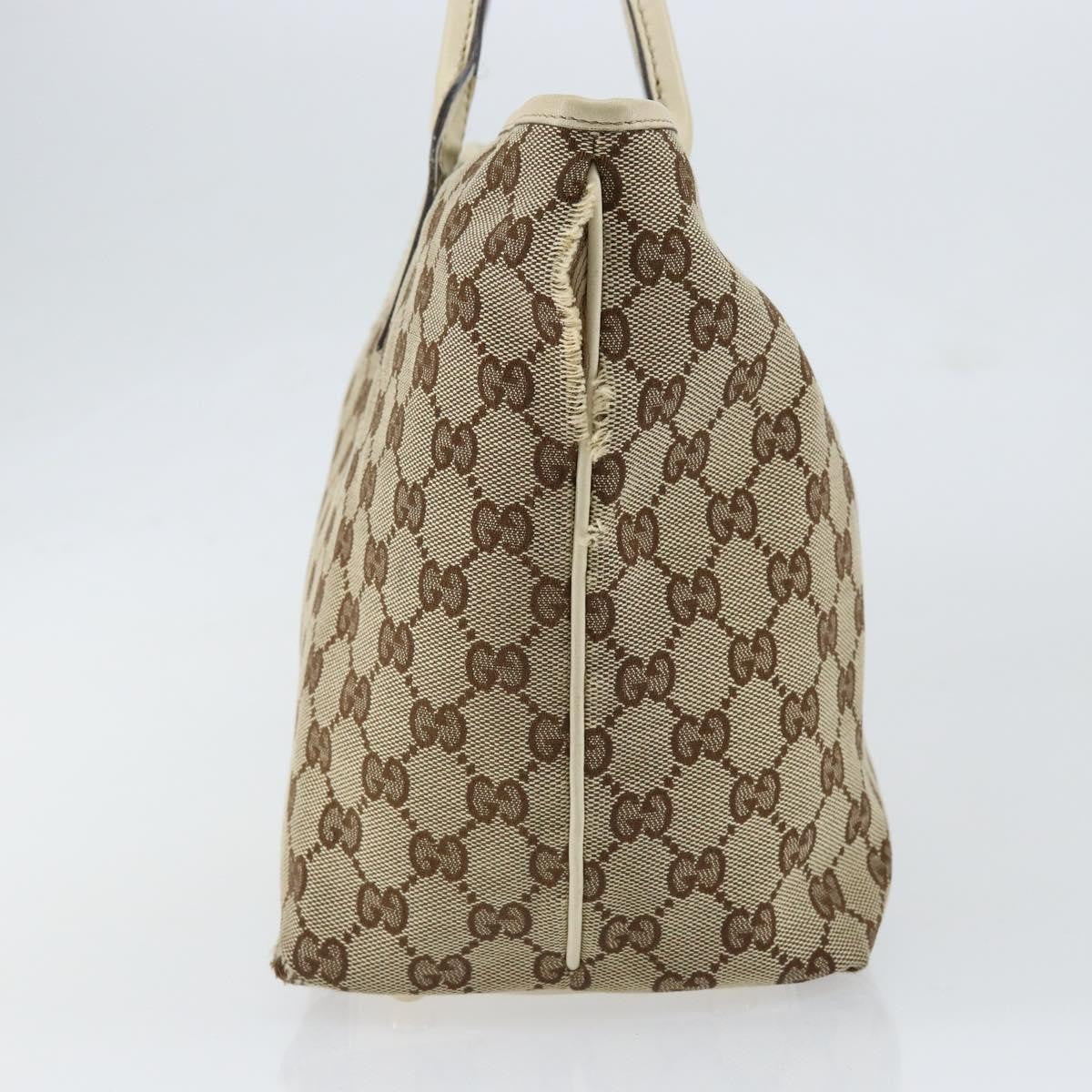 Gucci GUCCI GG Canvas Newbrit Tote Bag Beige Gold 169946 Authentic gh1314