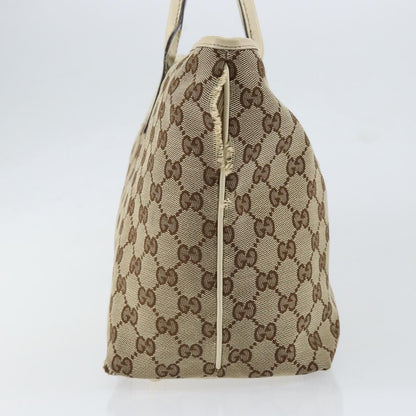 Gucci GUCCI GG Canvas Newbrit Tote Bag Beige Gold 169946 Authentic gh1314