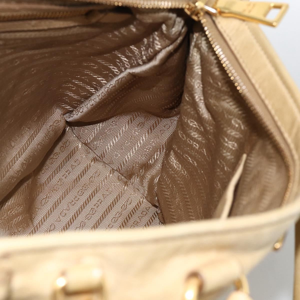 Prada PRADA Hand Bag Leather 2way Beige Gold Authentic 174345