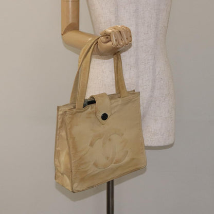 Chanel CHANEL Tote Bag Nylon Beige Gold CC Authentic bs26566