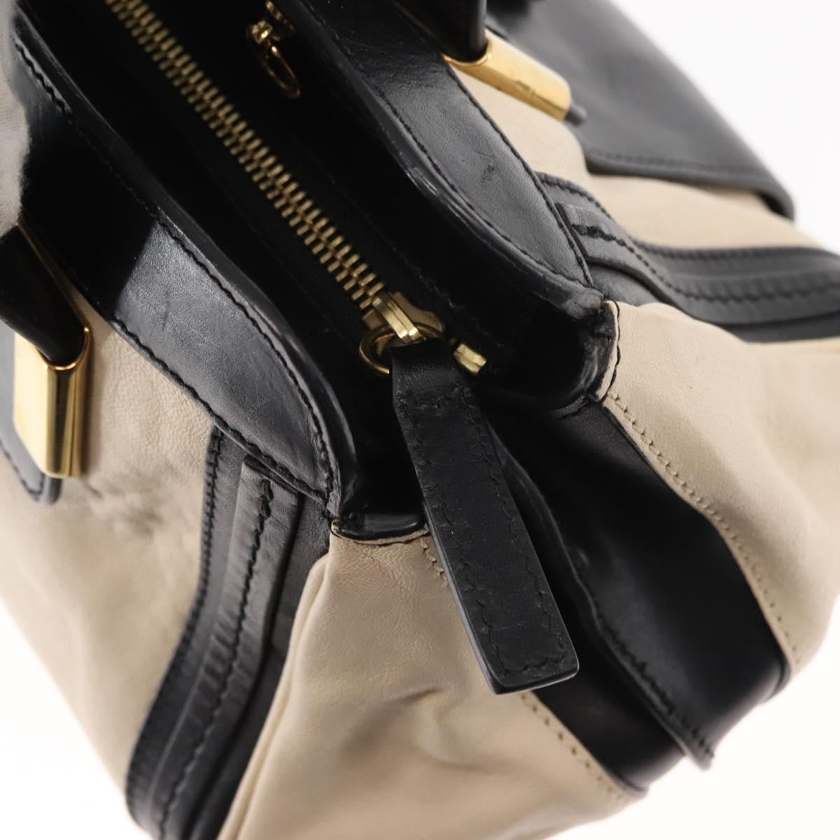 Chloé Chloé Chloe Little Alice Hand Bag Leather 2way White Gold Authentic am9323