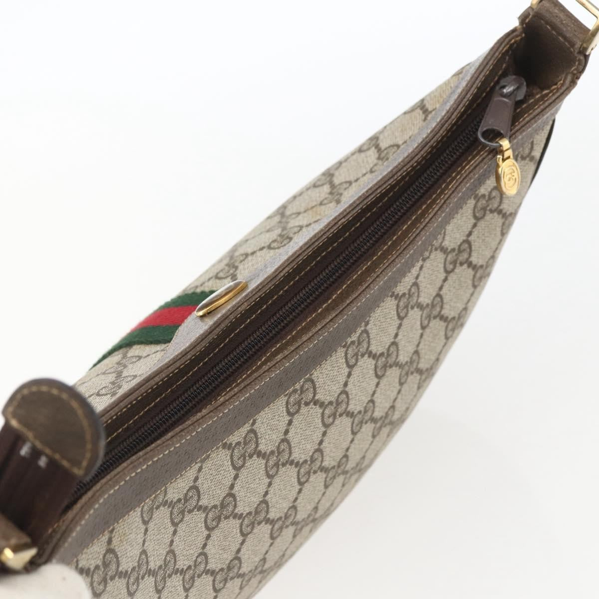 Gucci GUCCI GG Supreme Web Sherry Line Bag PVC Beige Gold 72 001 4467 Authentic 165194