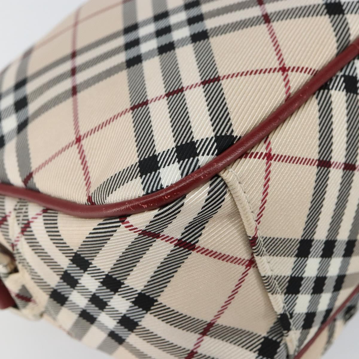 Burberry BURBERRY Nova Check Blue Label Shoulder Bag Canvas Beige Silver Authentic bs29446