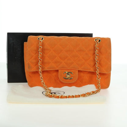 Chanel CHANEL Matelasse 25 Chain Shoulder Bag Corduroy Orange Gold CC Authentic 179800V
