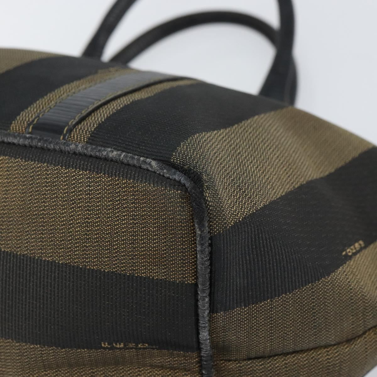Fendi FENDI Pecan Canvas Hand Bag Black Brown Authentic 158368