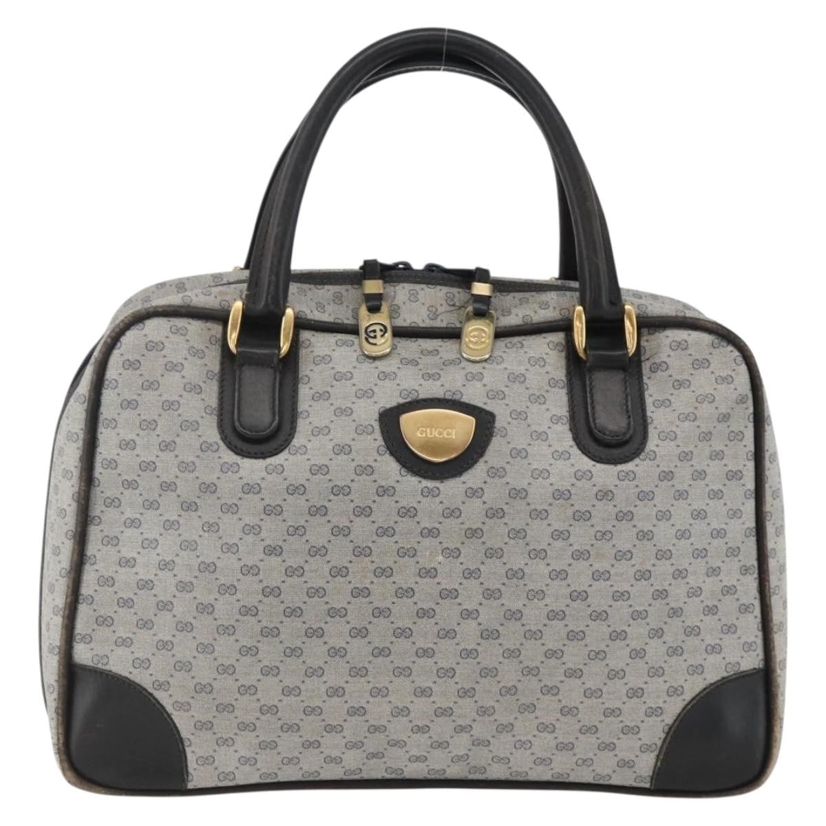 Gucci GUCCI Micro GG Supreme Hand Bag PVC Navy Gold 002 39 4330 Authentic fm5279