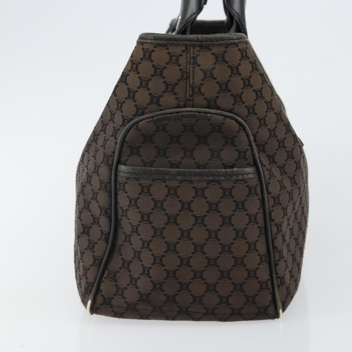 Celine CELINE Macadam Canvas Boogie Hand Bag Dark Brown Black Silver Authentic ti3458