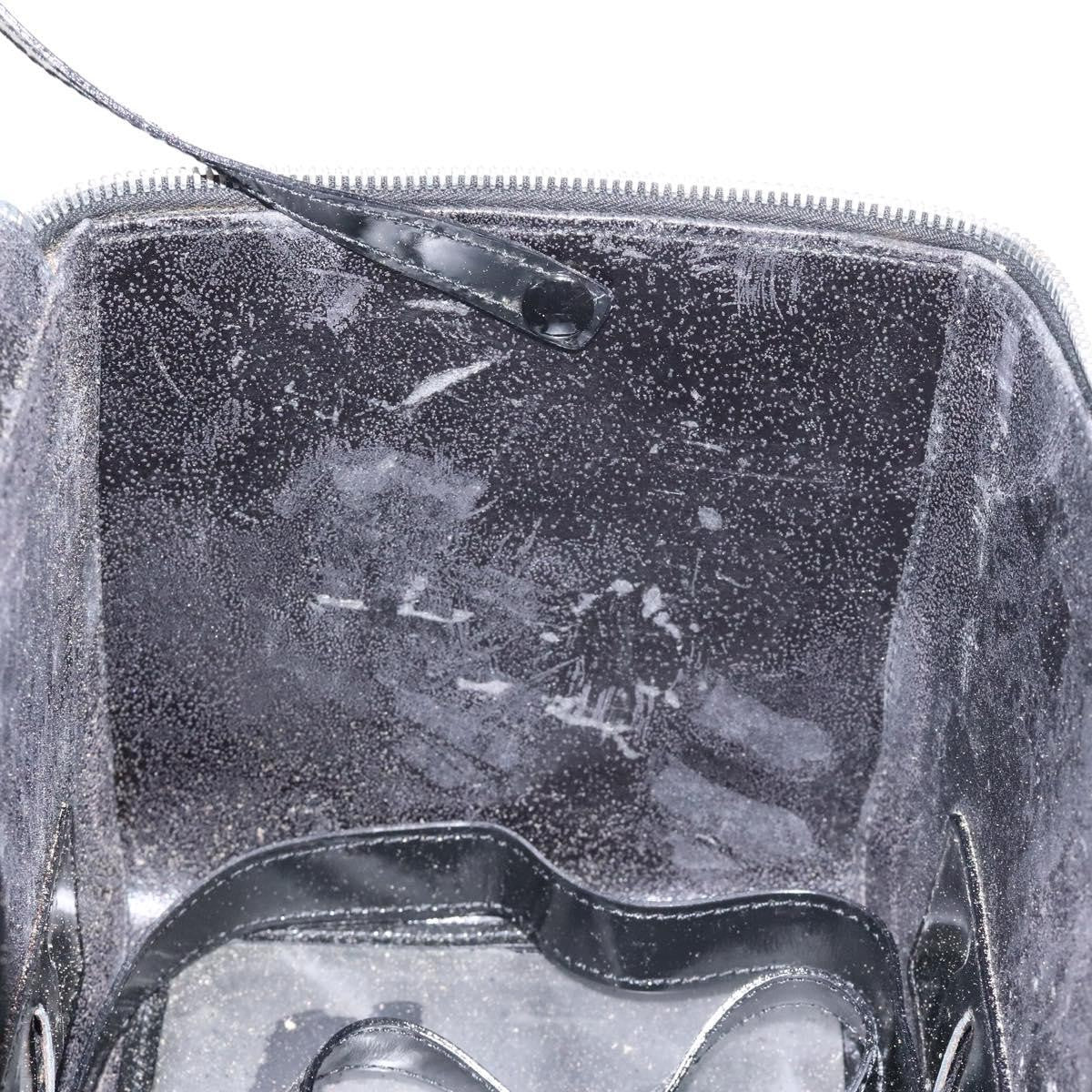 Gucci GUCCI Hand Bag Enamel Black Silver Authentic am8761